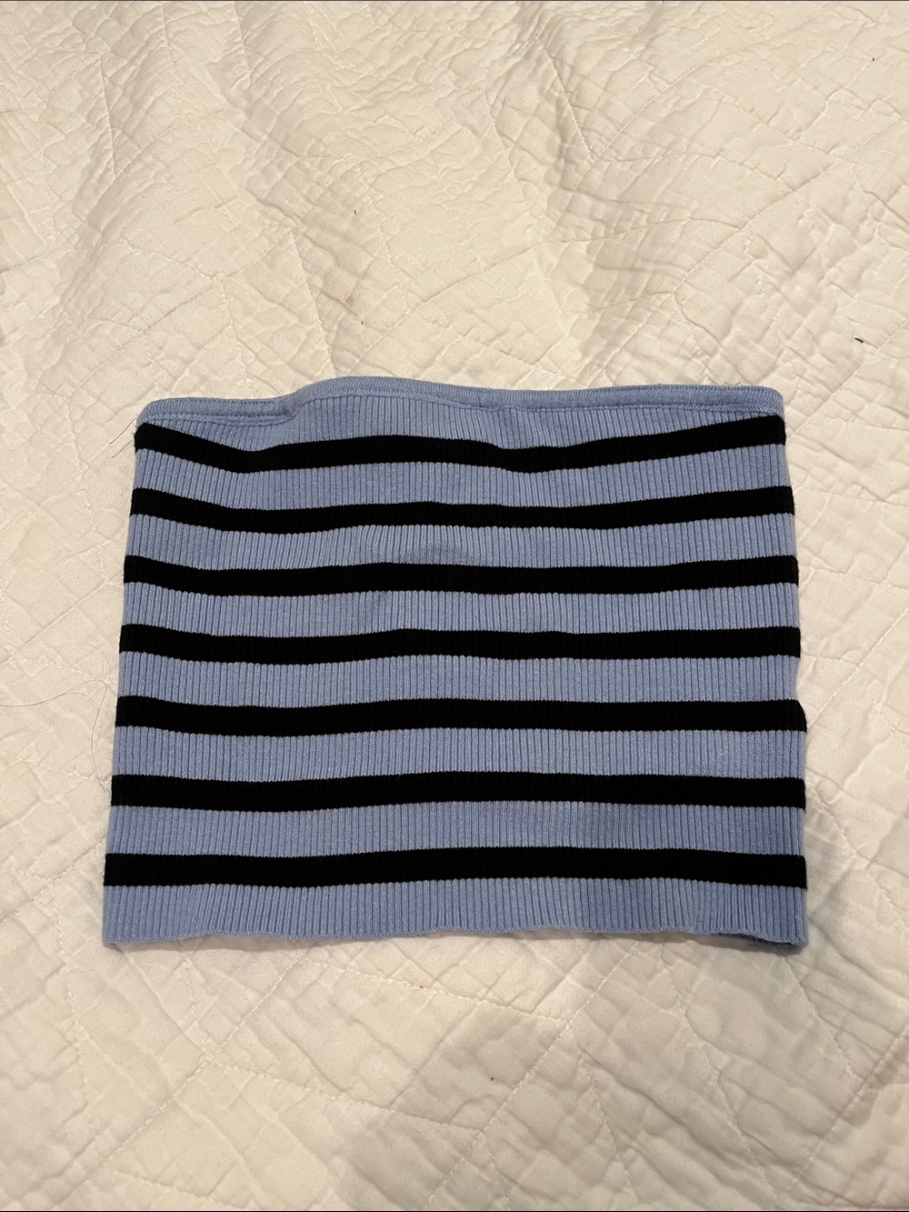 Striped Blue and Black Knit Tube Top